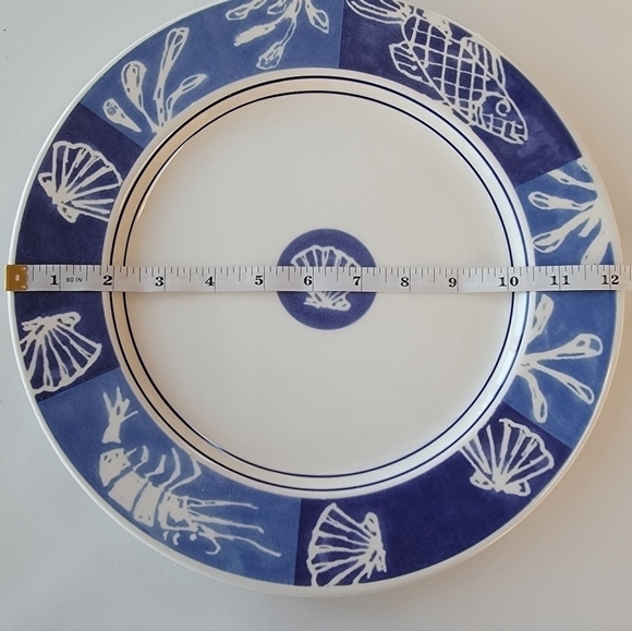 12" Crate & Barrel Seafood Serving Plate/Dinner Plate/Charger - Picture 3 of 5